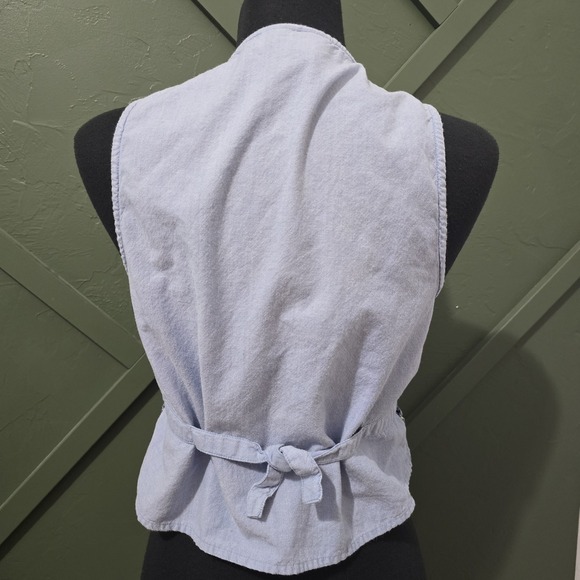 Victoria Jones Lattice Patchwork Denim Vest Womens Petite Medium - Picture 3 of 5